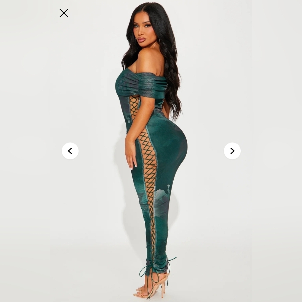 Fashion Nova Strapless Teal Dress